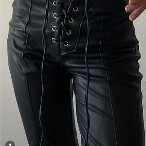 RUMORED Lace-Up Vegan Leather Pants Size MED